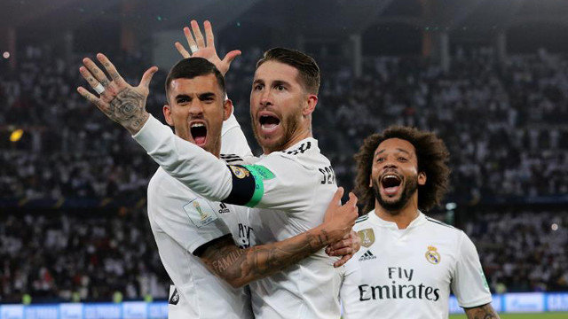 Sergio Ramos celebra su gol ante el Al Ain. MAHMOUD KHALED