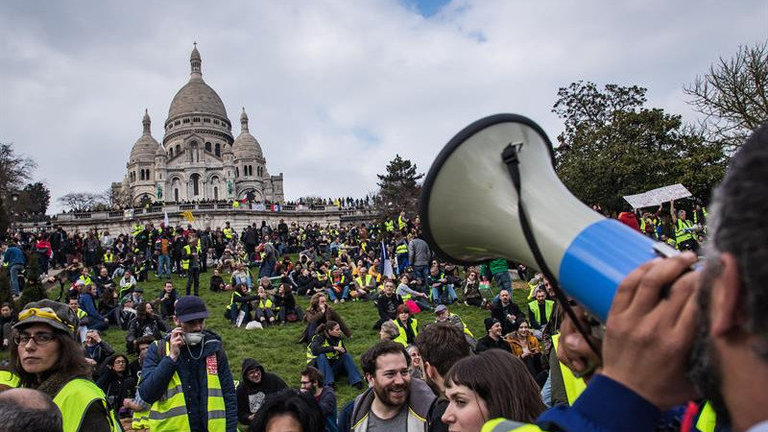 Los chalecos amarillos volvieron a protestar este sábado en París. CHRISTOPHE PETIT TESSON