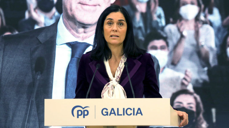 La secretaria general del Partido Popular de Galicia, Paula Prado, hizo balance este viernes del año 2022. XOÁN REY (EFE)