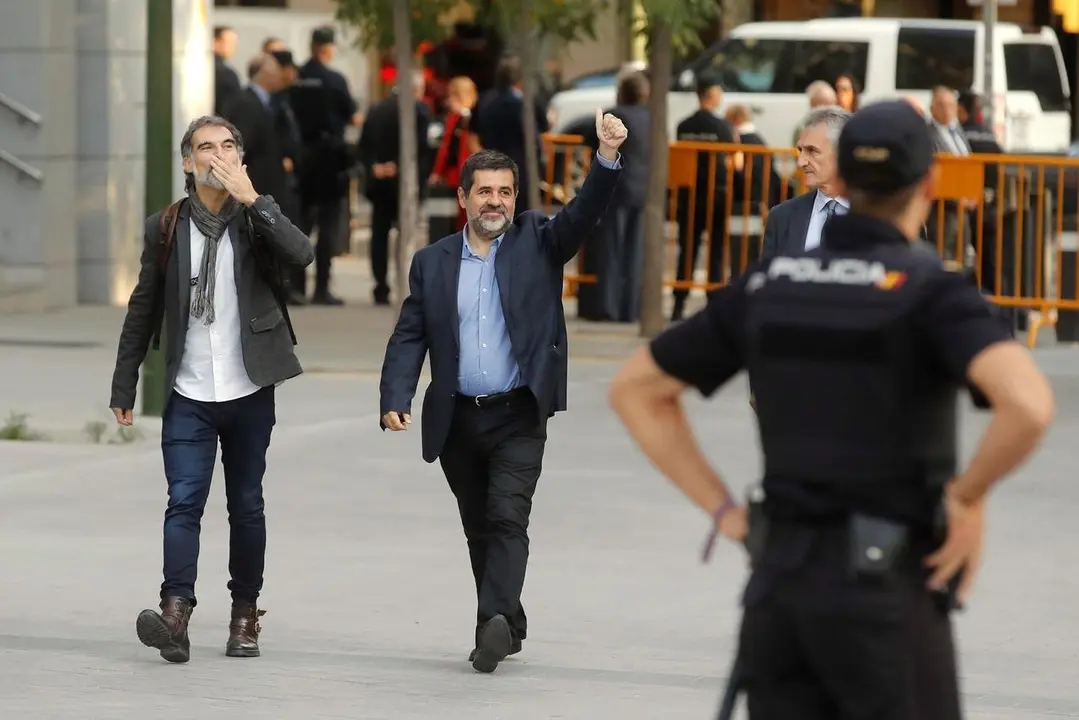 Jordi Cuixart Jordi Sànchez, a su llegada a al Audiencia Nacional