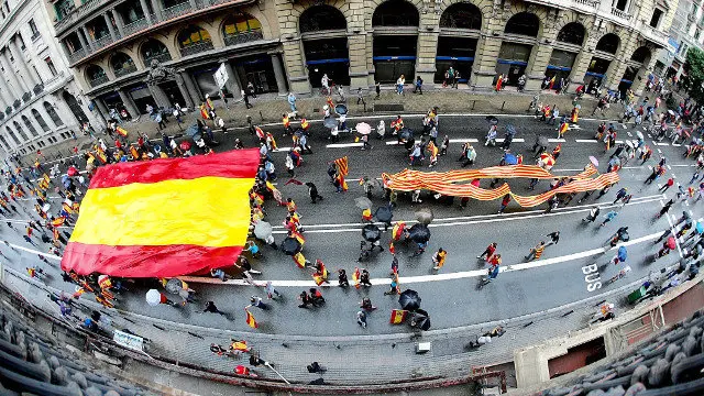 Manifestación por la unidad de España en Barcelona en la que participó la víctima. EFE