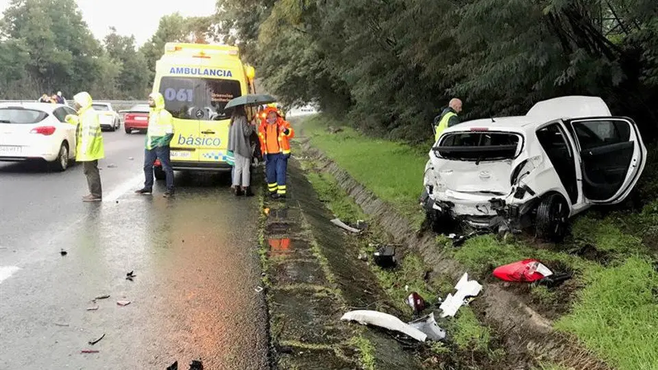 Accidente en la A-55, a la altura de Tui. SXENICK (EFE)