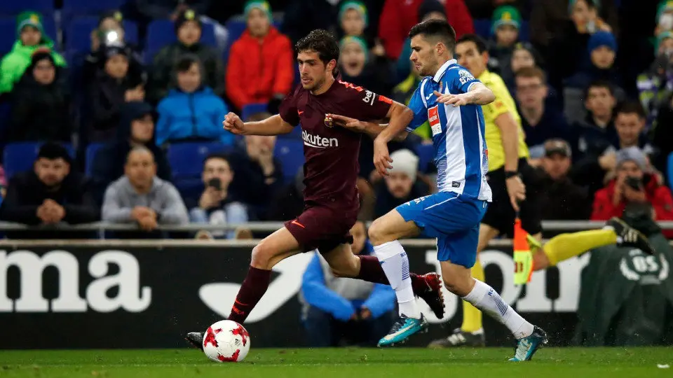 Sergi Roberto, en la ida de los octavos de Copa ante el Espanyol
