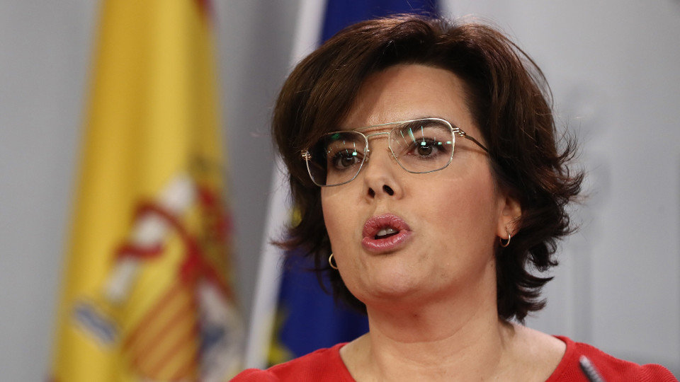 La vicepresidenta del Gobierno, Soraya Sáenz de Santamaría, durante la rueda de prensa posterior a la reunión del Consejo de Ministros. MARISCAL (EFE)