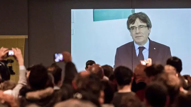 Carles Puigdemont, en un vídeo. STEPHANIE LECOCQ (EFE)