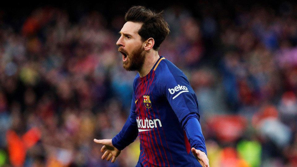 Messi celebra el gol que le puede dar la Liga al FC Barcelona. ALEJANDRO GARCÍA (EFE)