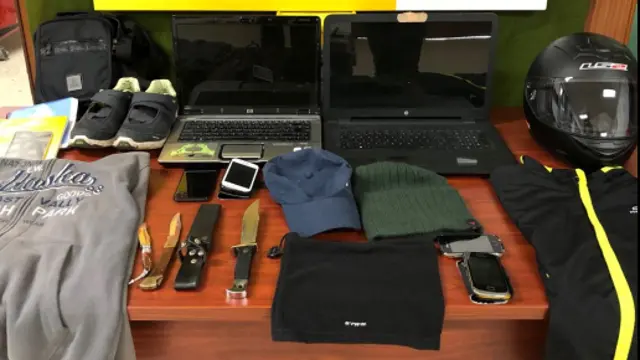 Material incautado en la detención del presunto autor de 16 robos en gasolineras. GUARDIA CIVIL