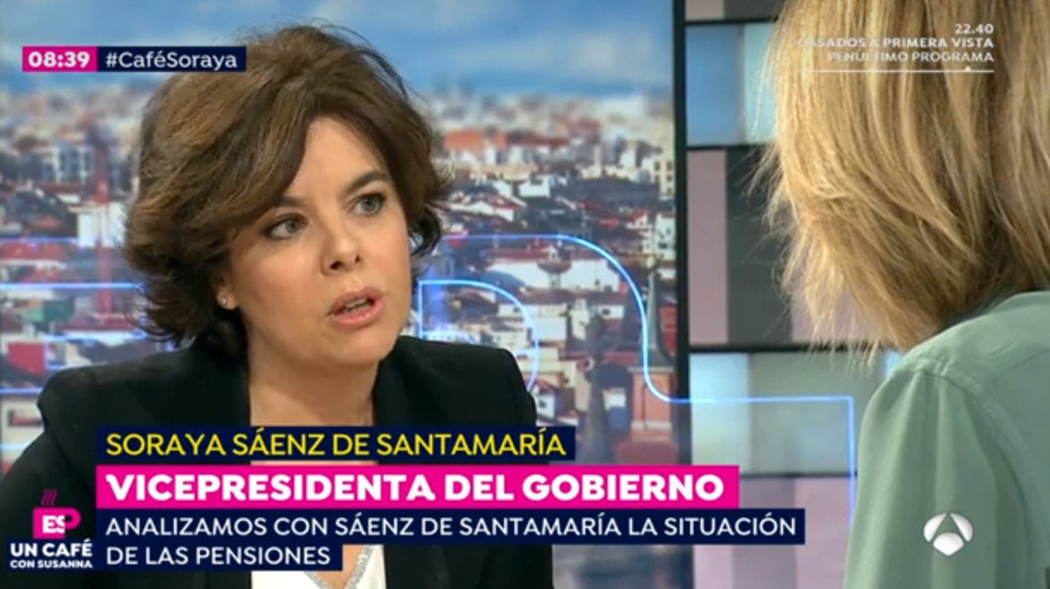 Soraya Sáenz de Santamaría en &#39;Espejo Público&#39;. ATRESMEDIA