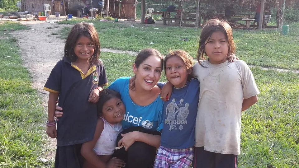 Lucía Regueiro participando nunha acción de Unicef. EP