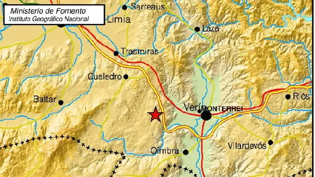 O epicentro do tremor de magnitude 2,6 situouse en Albarellos, Monterrei. EP