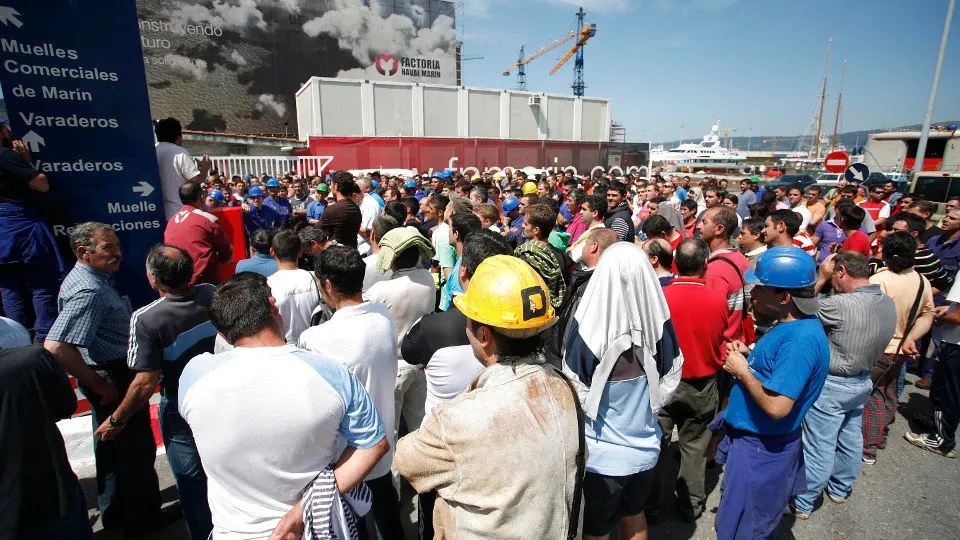 Trabajadores del metal en Marín. GONZALO GARCÍA