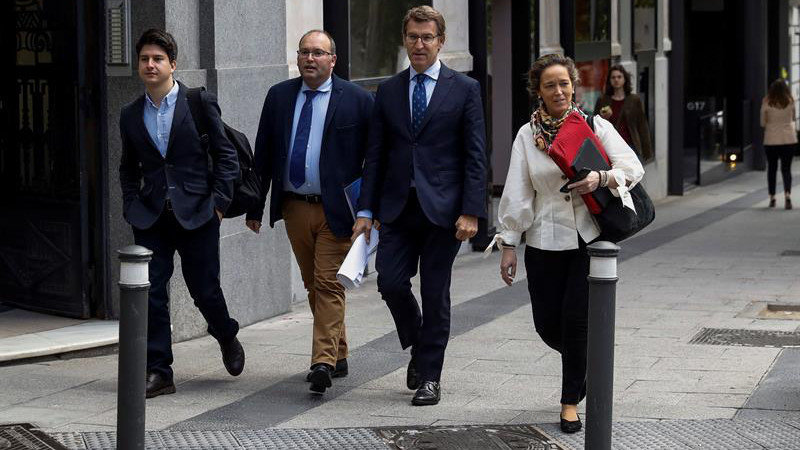 Gago, Tellado, Feijóo y Mar Sánchez, a su llegada al Comité Ejecutivo.EMILIO NARANJO