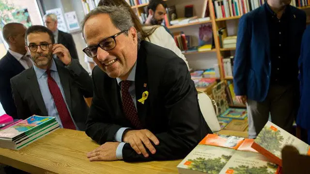 Torra, durante el acto de presentación de su nuevo libro, donde ha defendido que el soberanismo debe crear otro "1 de octubre". ENRIC FONTCUBERTA