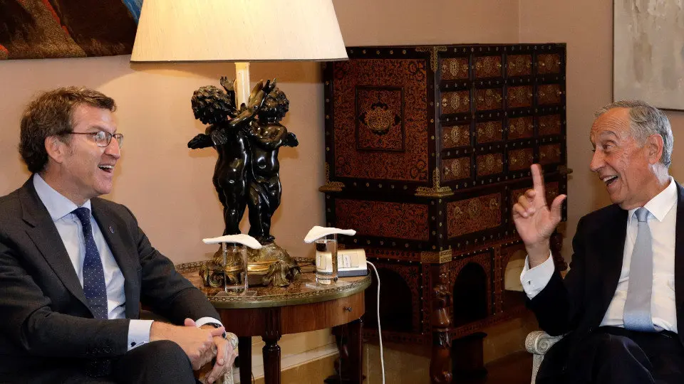 Feijóo, con el presidente de Portugal. MARCELO REBOLO DE SOUSA (EFE)