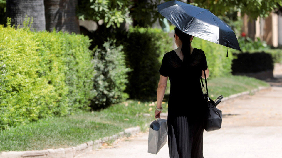 Una mujer se protege del sol con un paraguas. EFE