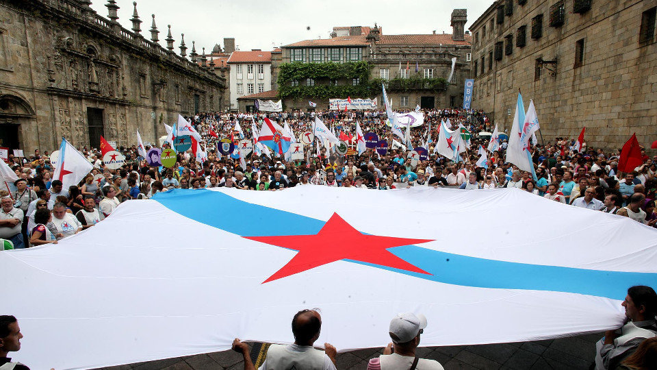 Unha manifestación convocada polo BNG na Praza da Quintana, en Santiago. PEPE FERRÍN (AEP)