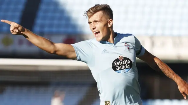 Un instante del partido entre el Celta y el Mainz. TWITTER RC CELTA DE VIGO