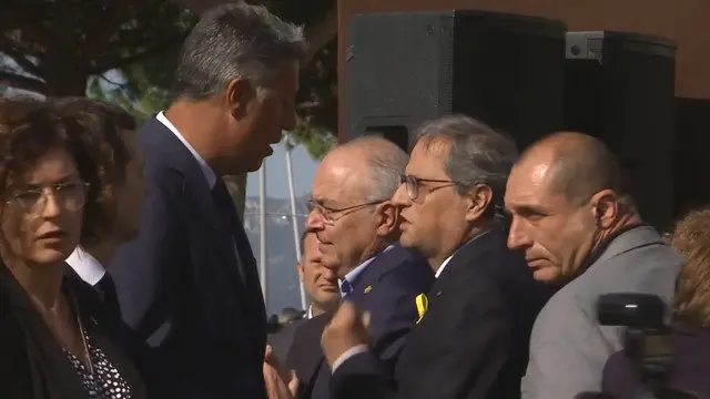 Discusión entre Albiol y Torra, en Cambrils. TV3