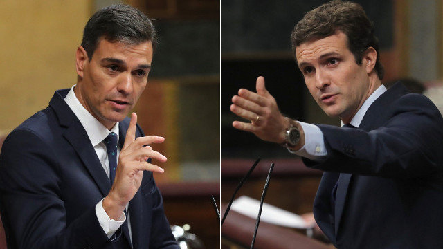 Sánchez e Casado, este mércores no Congreso. ZIPI (EFE)