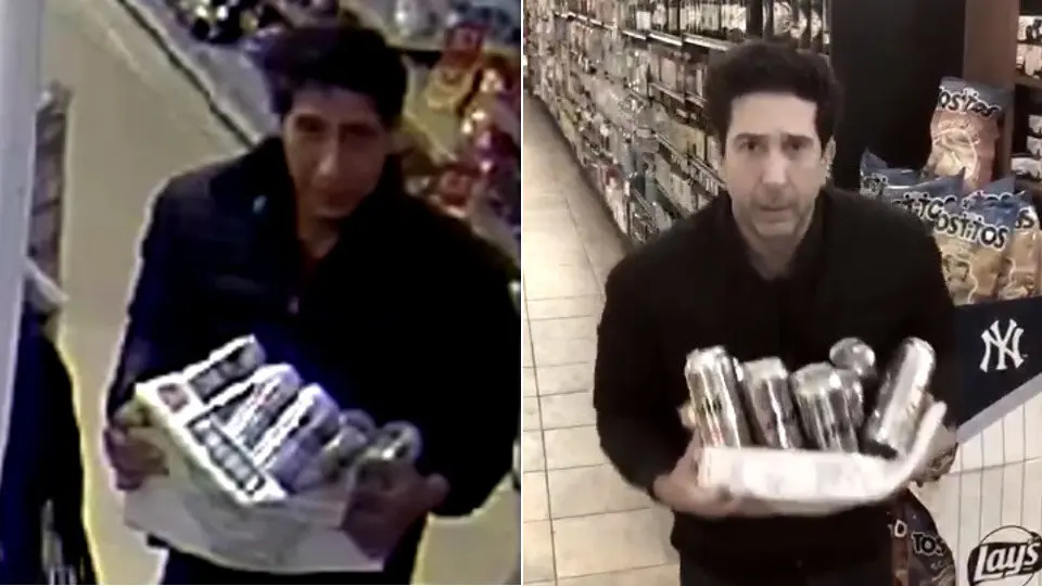 El ya célebra ladrón y el actor David Schwimmer, Ross en la serie Friends