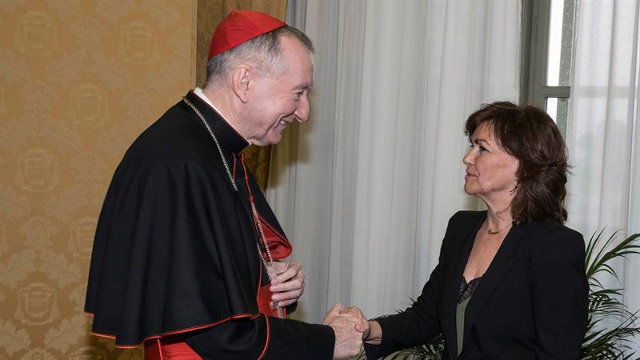 Carmen Calvo se reunió con el secretario de estado del Vaticano, Pietro Parolin. PRESIDENCIA DEL GOBIERNO