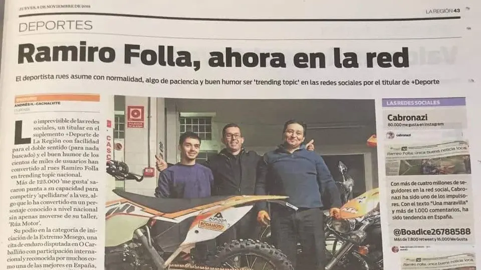 Titular de La Regi&oacute;n despu&eacute;s de que Ramiro Folla se convirtiese en el hombre de moda. LA REGI&Oacute;N