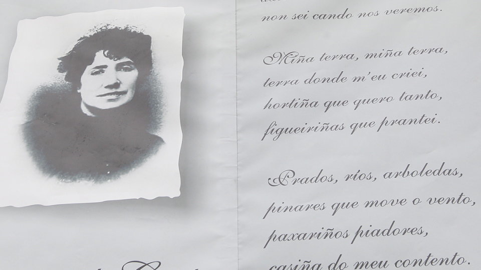 Imagen de Rosalía de Castro con un poema suyo. EP