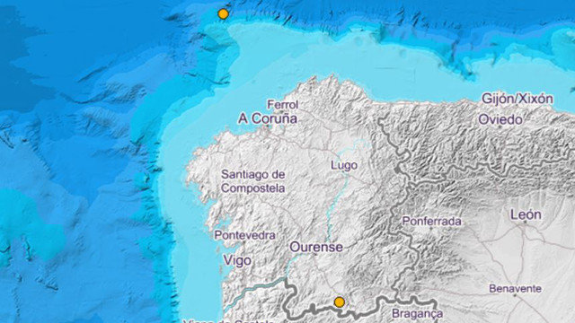 Dos círculos indican los puntos en los que registraron los terremotos. IGN