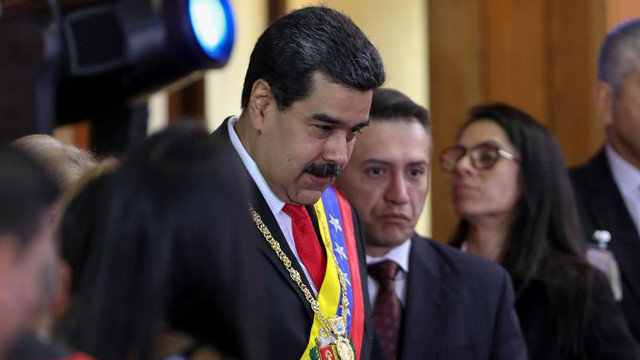 Nicolás Maduro, en la ceremonia de apertura del año judicial, este jueves en la sede del Supremo venezolano. CRISTIAN HERNÁNDEZ (EFE)