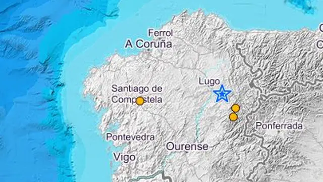 Terremotos registrados en las últimas horas en Galicia.INE