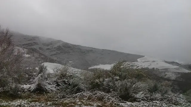 Nevada en la Serra do Oribio, en Triacastela. MARÍA JOSÉ BLANCO