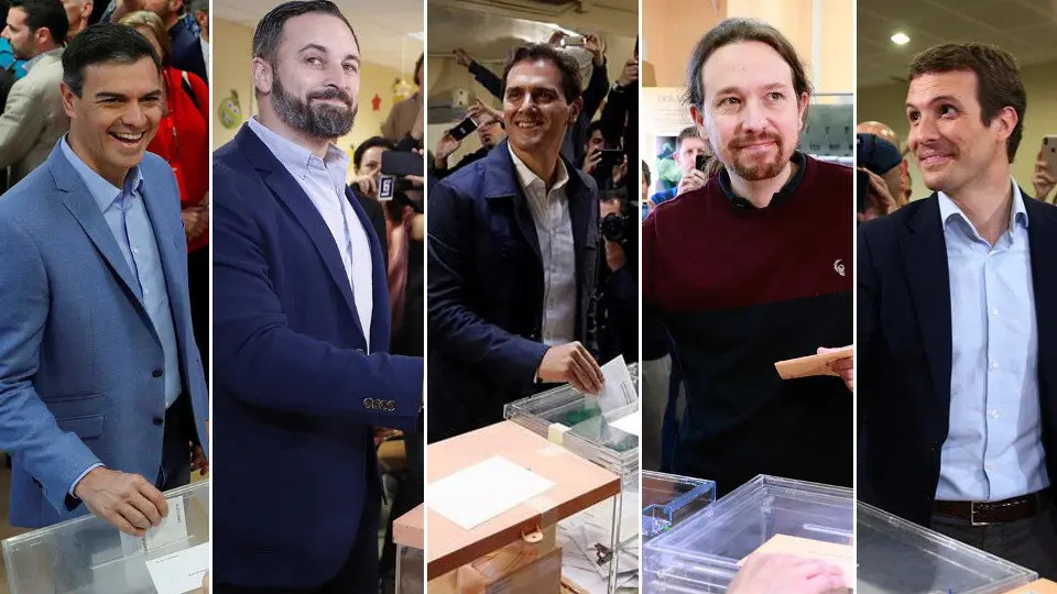 Sánchez, Abascal, Rivera, Iglesias e Casado. EFE