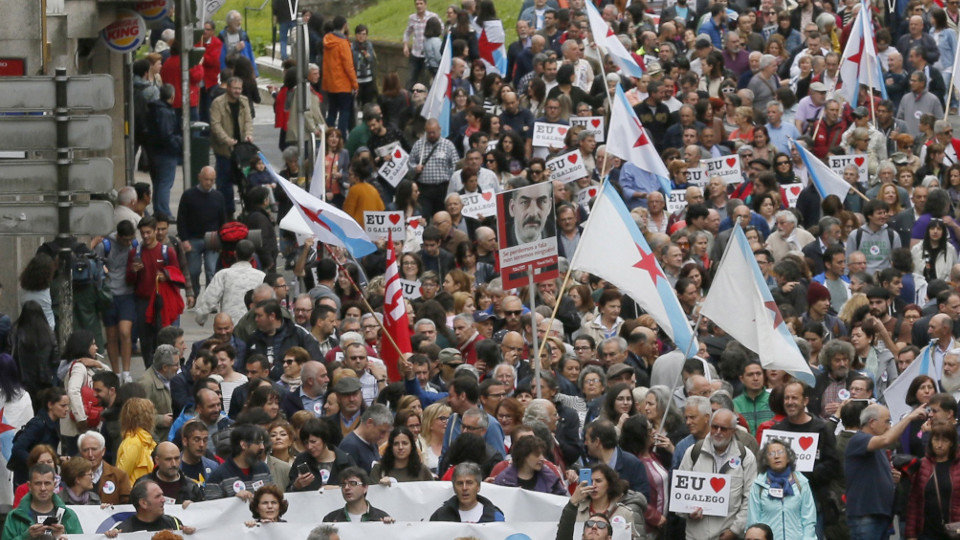 Manifestación de Queremos Galego en 2017. LAVANDEIRA JR (EFE)