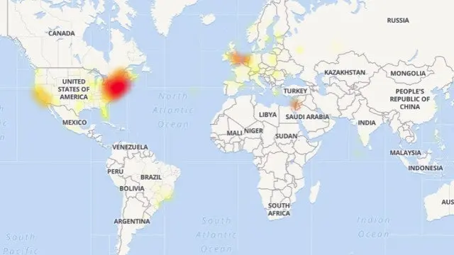 Zonas afectadas por las caídas de Google