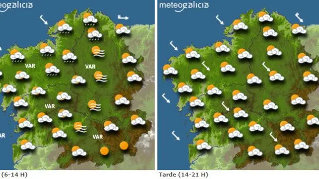 Mapa con la previsi&oacute;n de Meteogalicia. EP
