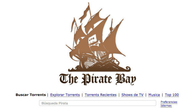 Logo de la página que alberga cotenidos piratas. THE PIRATE BAY