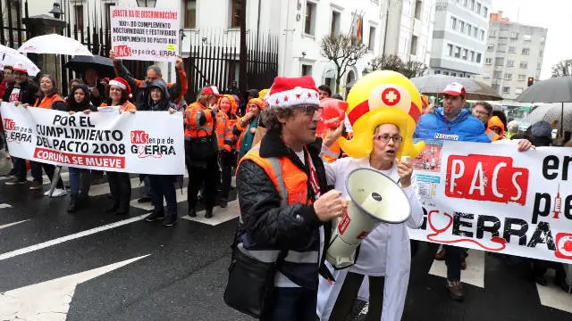 Manifestacion empleados de los Pacs. frente al parlamento