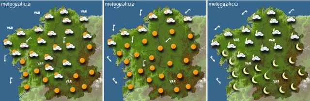 Mapas con las previsiones para este domingo. METEOGALICIA
