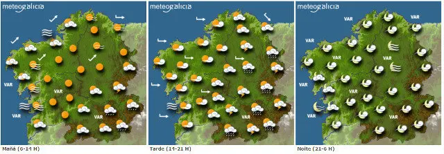 Previsi&oacute;n del tiempo para este martes.METEOGALICIA