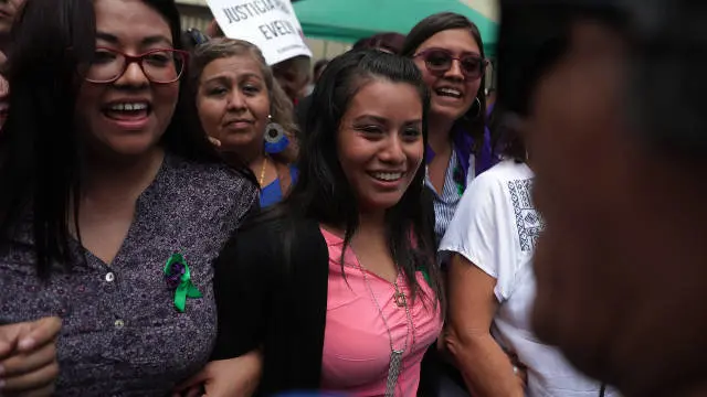 Evelyn Hernández tras el juicio. RODRIGO SURA