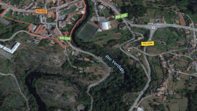 Vista satelital del Verdugo a su paso por Ponte Caldelas GSV