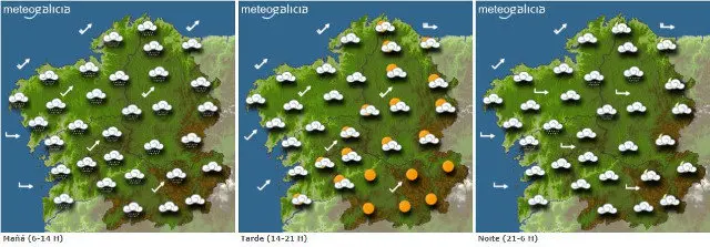 Mapas con las previsiones. METEOGALICIA