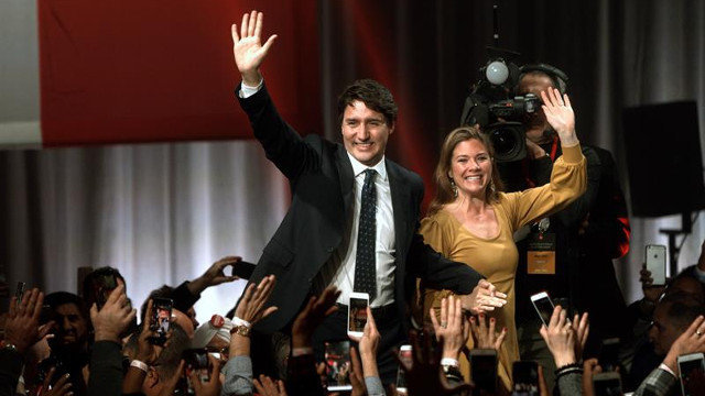 Trudeau celebra a súa vitoria. EFE