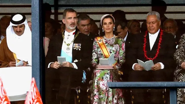 Os reis de España na promoción de Naruhito. EFE