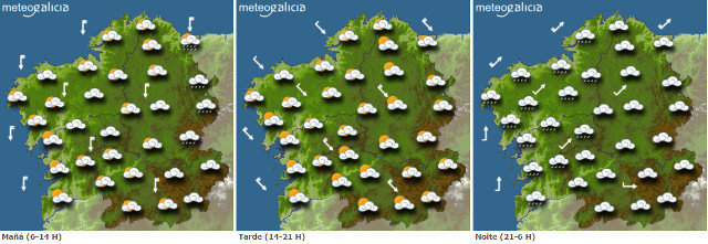 Previsión del tiempo para este miércoles en Galicia.METEOGALICIA