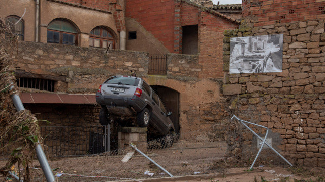 L&#39;Albi, en Lleida, fue una de las poblaciones más afectadas por las lluvias torrenciales. ÓSCAR CABRERIZO (EFE)