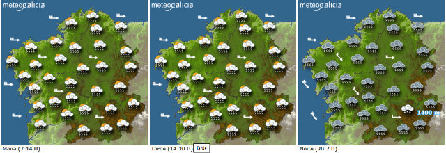 Previsión do tempo para este luns en Galicia.METEOGALICIA