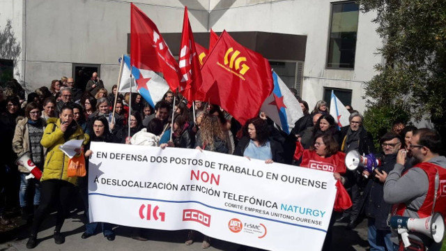 Protesta de trabajadores de Unitono en el pasado mes de abril. CIG