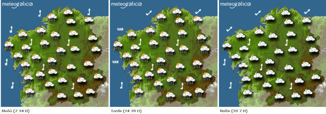 Previsión meteorológica para este martes en Galicia.METEOGALICIA