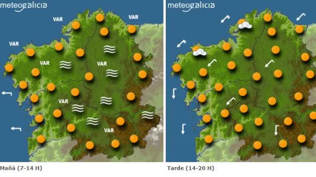 Mapa coa previsi&oacute;n de Meteogalicia